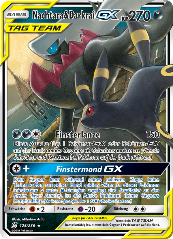 Nachtara & Darkrai GX 125 — Bund der Gleichgesinnten (German Pokémon TCG card)