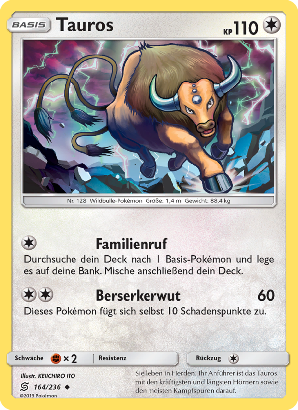 Tauros 164 — Bund der Gleichgesinnten (German Pokémon TCG card)