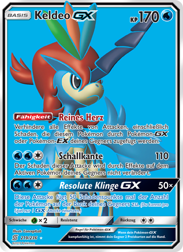 Keldeo GX 219 — Bund der Gleichgesinnten (German Pokémon TCG card)