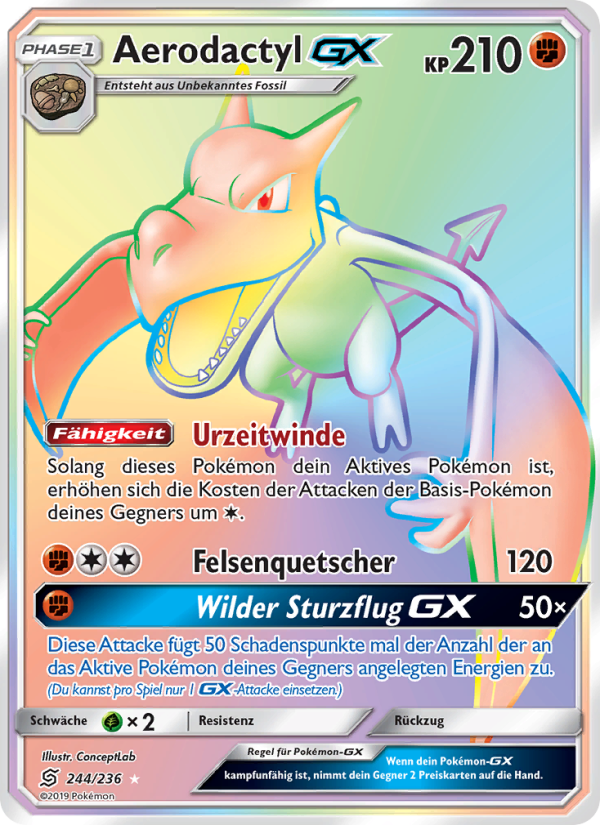 Aerodactyl GX 244 — Bund der Gleichgesinnten (German Pokémon TCG card)