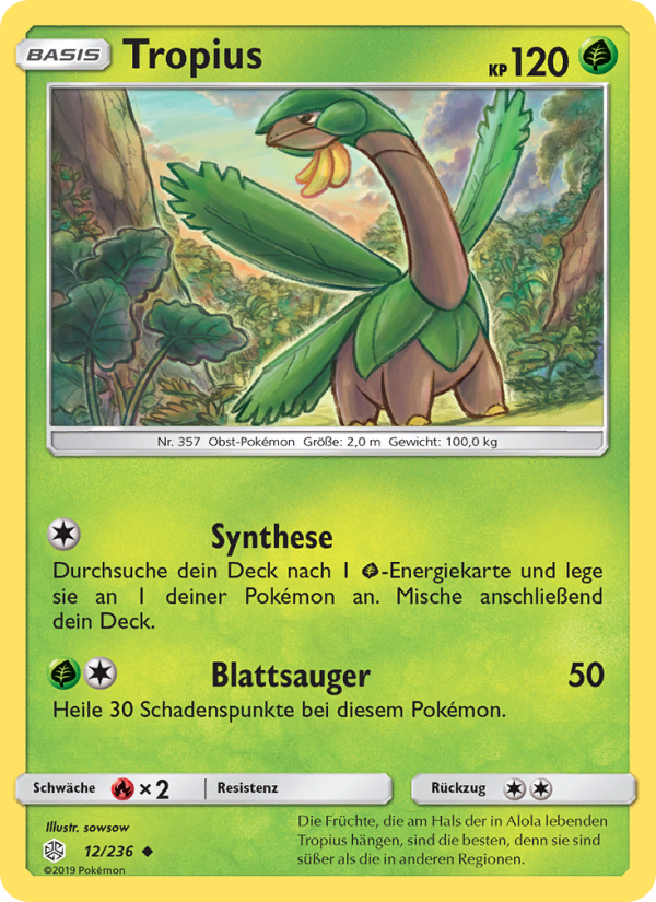Tropius 12 — Cosmic Eclipse (German Pokémon TCG card)