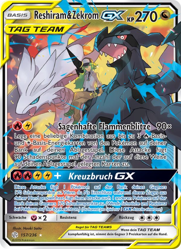 Reshiram & Zekrom GX 157 — Welten im Wandel (German Pokémon TCG card)
