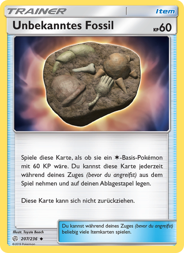 Unbekanntes Fossil 207 — Welten im Wandel (German Pokémon TCG card)