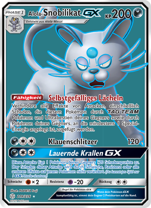 Alola-Snobilikat GX 219 — Welten im Wandel (German Pokémon TCG card)