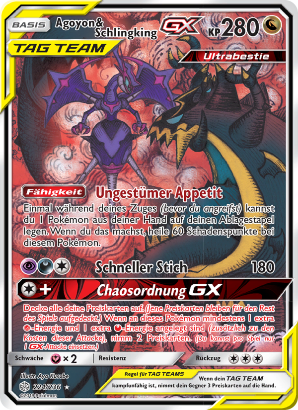 Agoyon & Schlingking GX 224 — Welten im Wandel (German Pokémon TCG card)