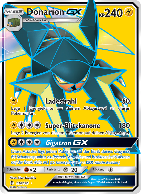 Donarion GX 134 — Stunde der Wächter (German Pokémon TCG card)