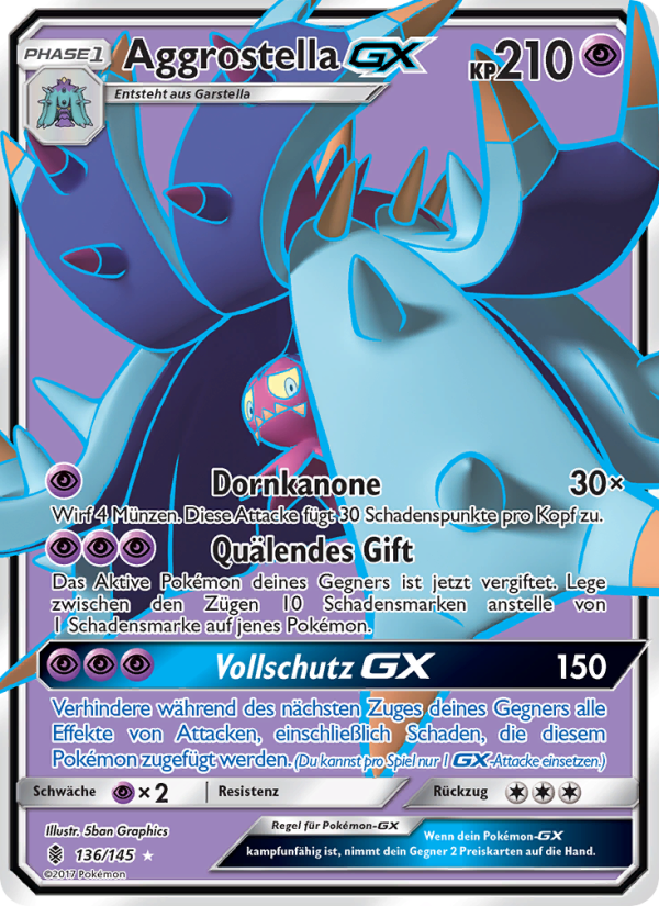 Aggrostella GX 136 — Stunde der Wächter (German Pokémon TCG card)