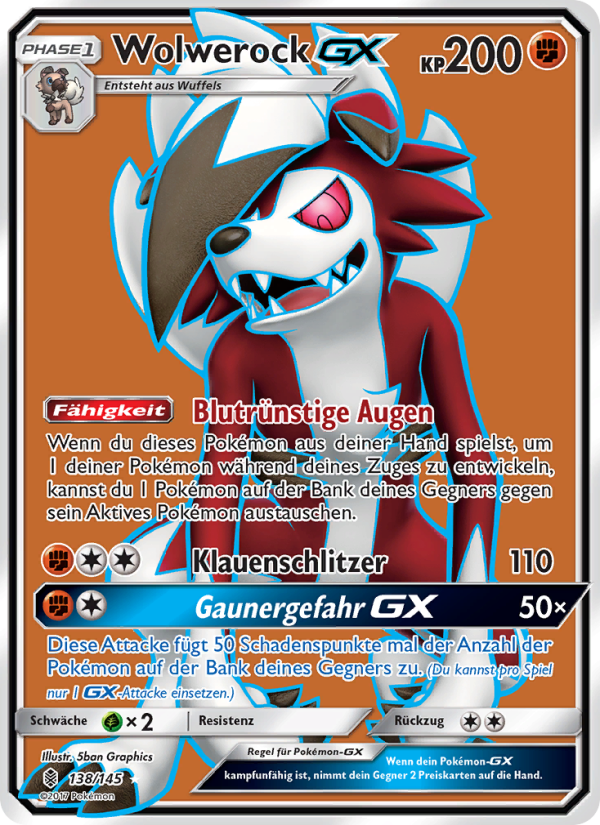 Wolwerock GX 138 — Stunde der Wächter (German Pokémon TCG card)