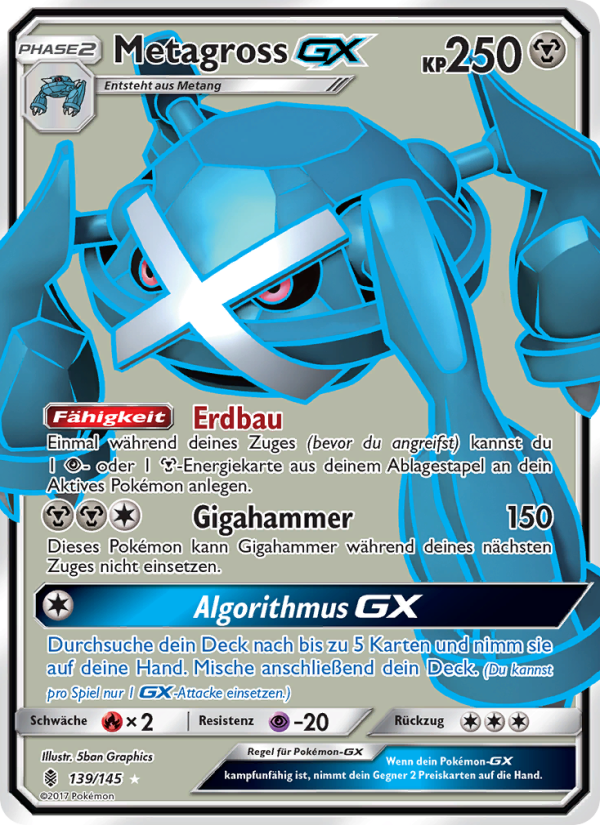 Metagross GX 139 — Stunde der Wächter (German Pokémon TCG card)