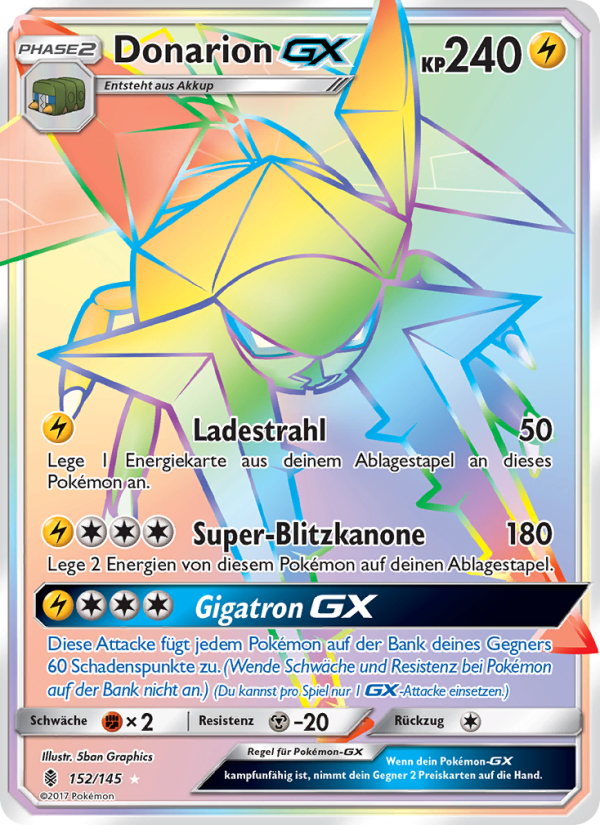 Donarion GX 152 — Stunde der Wächter (German Pokémon TCG card)