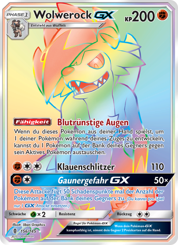 Wolwerock GX 156 — Stunde der Wächter (German Pokémon TCG card)