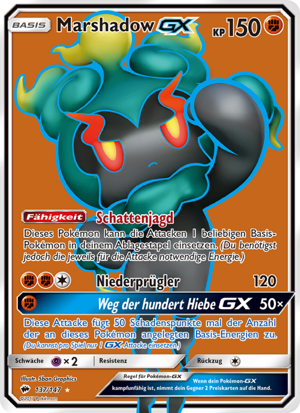 Marshadow GX 137 — Nacht in Flammen (German Pokémon TCG card)