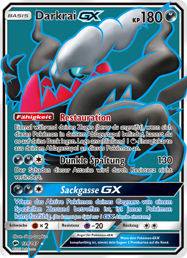 Darkrai GX 139 — Nacht in Flammen (German Pokémon TCG card)