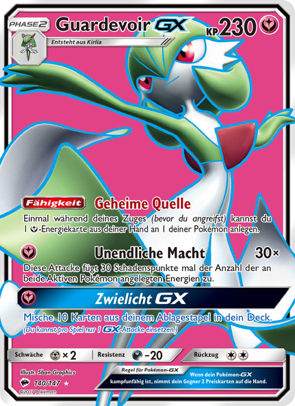 Guardevoir GX 140 — Nacht in Flammen (German Pokémon TCG card)