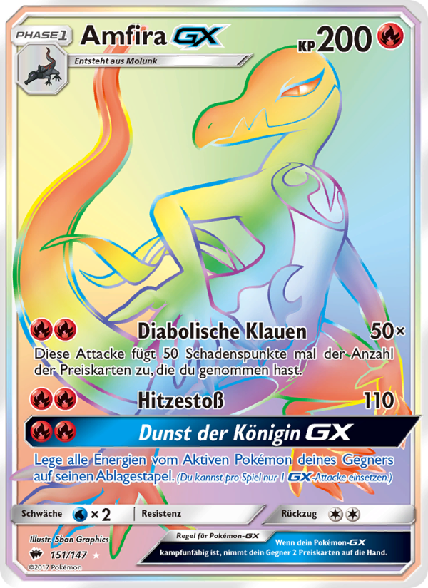 Amfira GX 151 — Nacht in Flammen (German Pokémon TCG card)