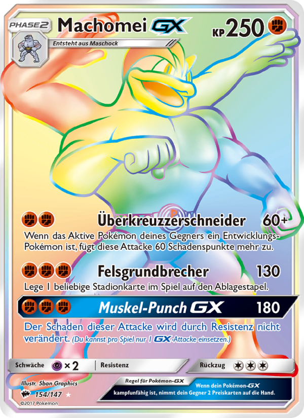 Machomei GX 154 — Nacht in Flammen (German Pokémon TCG card)