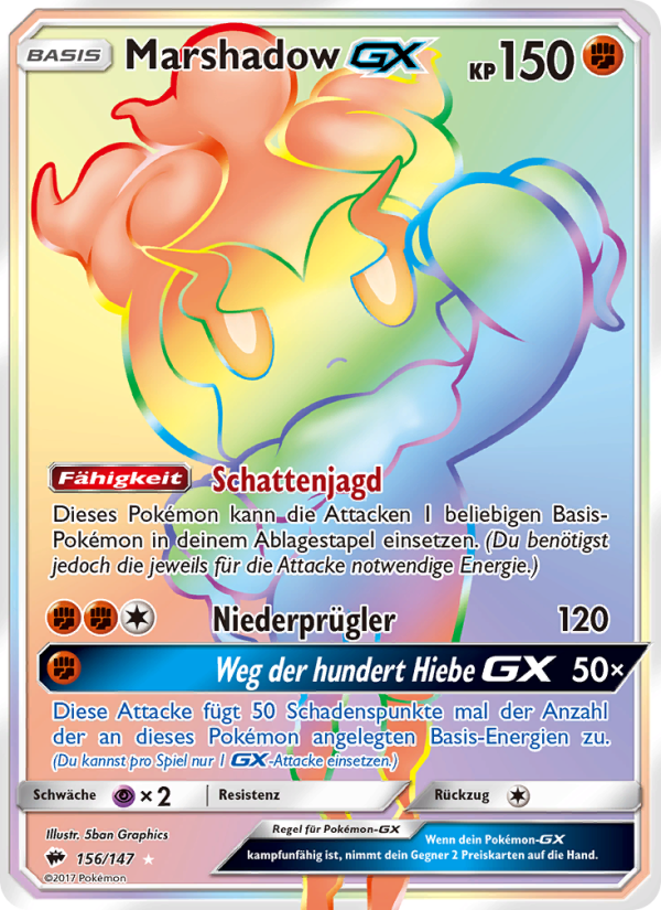 Marshadow GX 156 — Nacht in Flammen (German Pokémon TCG card)