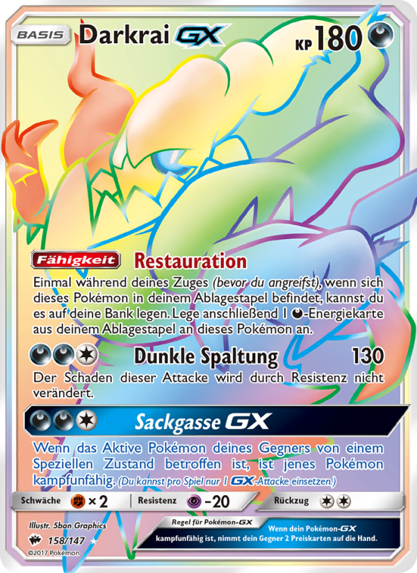 Darkrai GX 158 — Nacht in Flammen (German Pokémon TCG card)