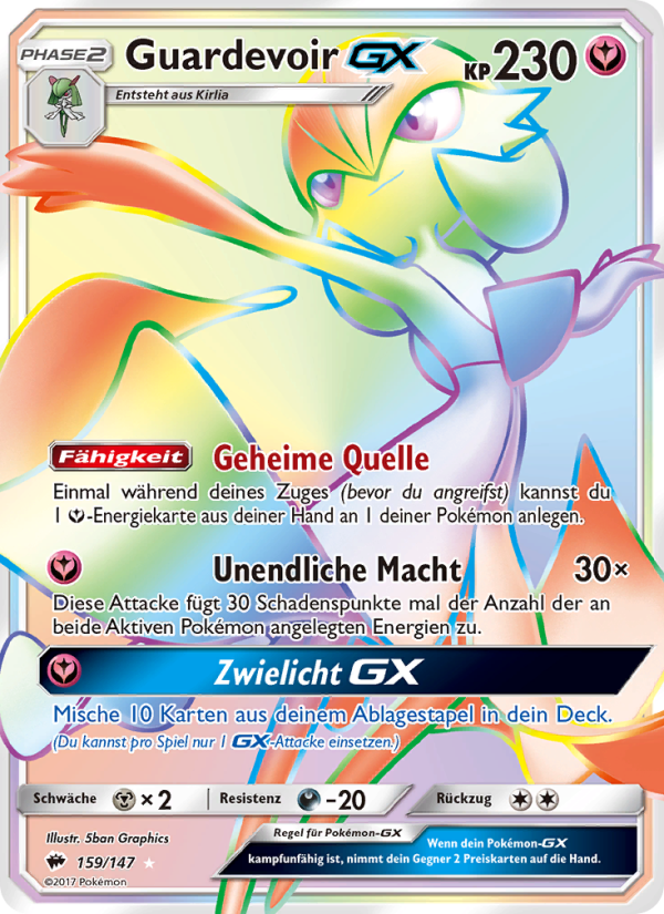 Guardevoir GX 159 — Nacht in Flammen (German Pokémon TCG card)