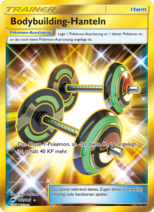 Bodybuilding-Hanteln 161 — Nacht in Flammen (German Pokémon TCG card)