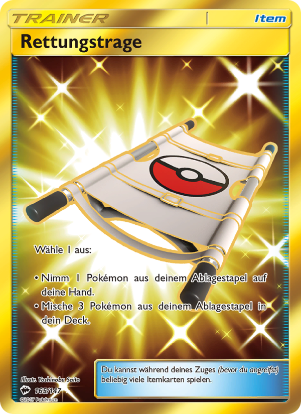Rettungstrage 165 — Nacht in Flammen (German Pokémon TCG card)