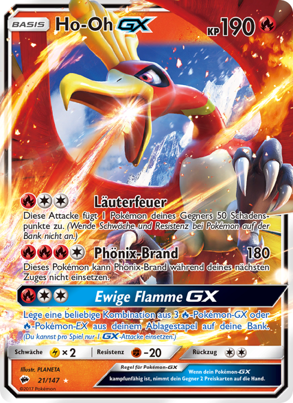 Ho-Oh GX 21 — Burning Shadows (German Pokémon TCG card)