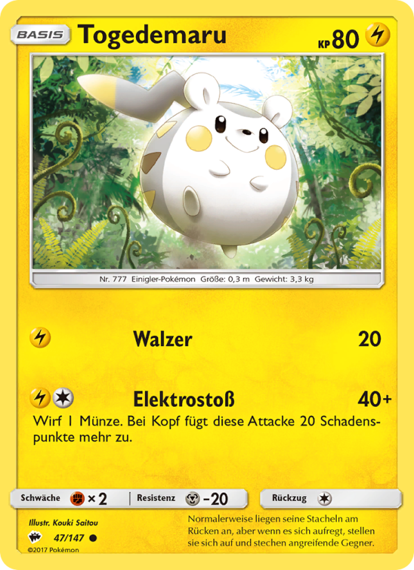 Togedemaru 47 — Burning Shadows (German Pokémon TCG card)