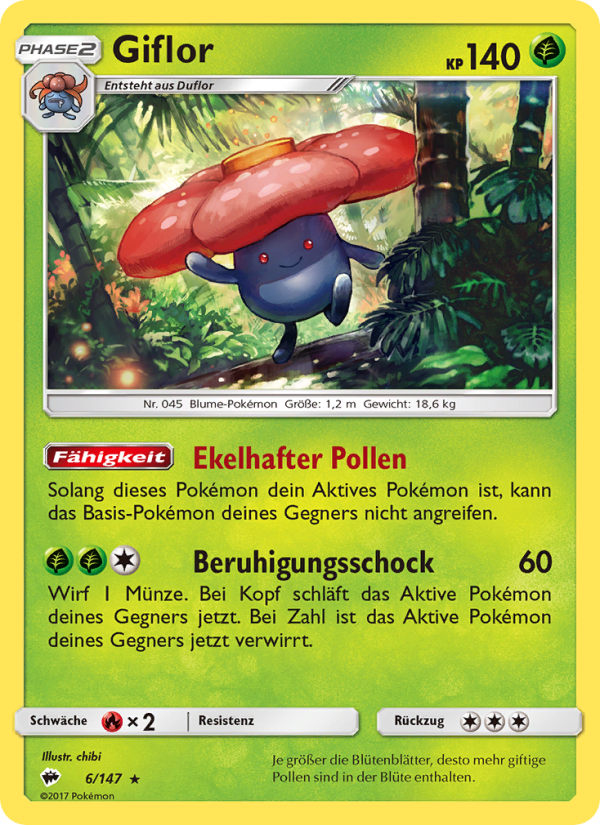 Giflor 6 — Burning Shadows (German Pokémon TCG card)