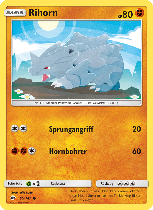Rihorn 65 — Burning Shadows (German Pokémon TCG card)