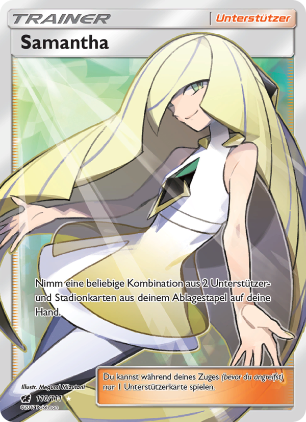Samantha 110 — Aufziehen der Sturmröte (German Pokémon TCG card)