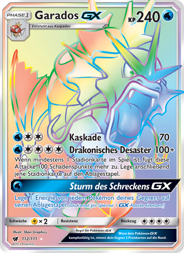 Garados GX 112 — Aufziehen der Sturmröte (German Pokémon TCG card)