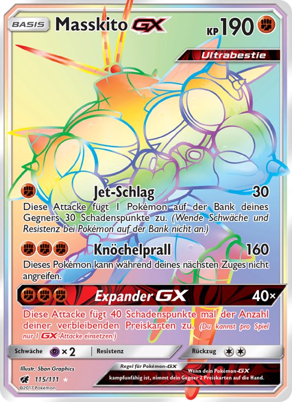 Masskito GX 115 — Aufziehen der Sturmröte (German Pokémon TCG card)