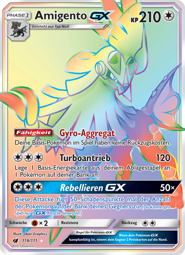 Amigento GX 119 — Aufziehen der Sturmröte (German Pokémon TCG card)
