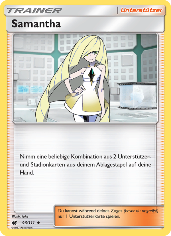 Samantha 96 — Aufziehen der Sturmröte (German Pokémon TCG card)