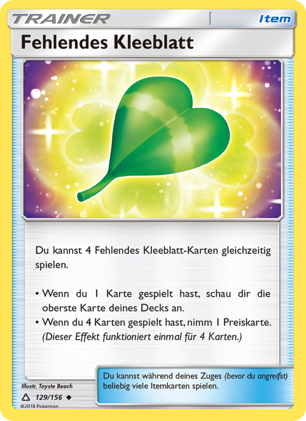 Fehlendes Kleeblatt 129 — Ultra-Prisma (German Pokémon TCG card)