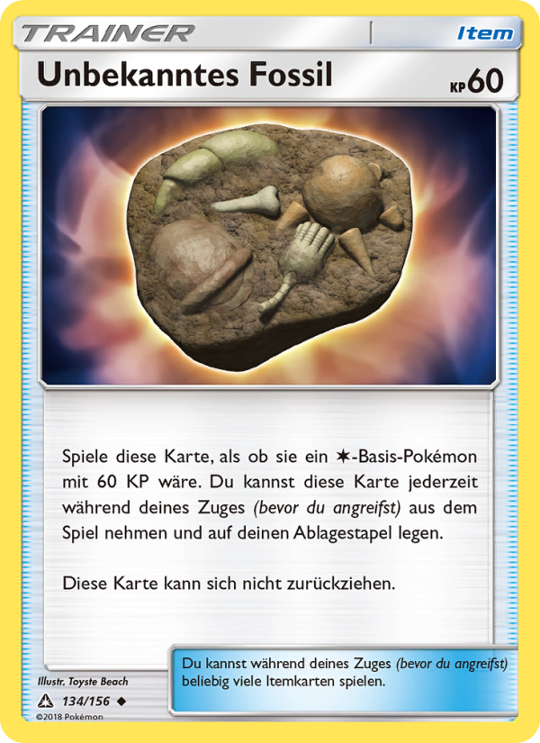 Unbekanntes Fossil 134 — Ultra-Prisma (German Pokémon TCG card)