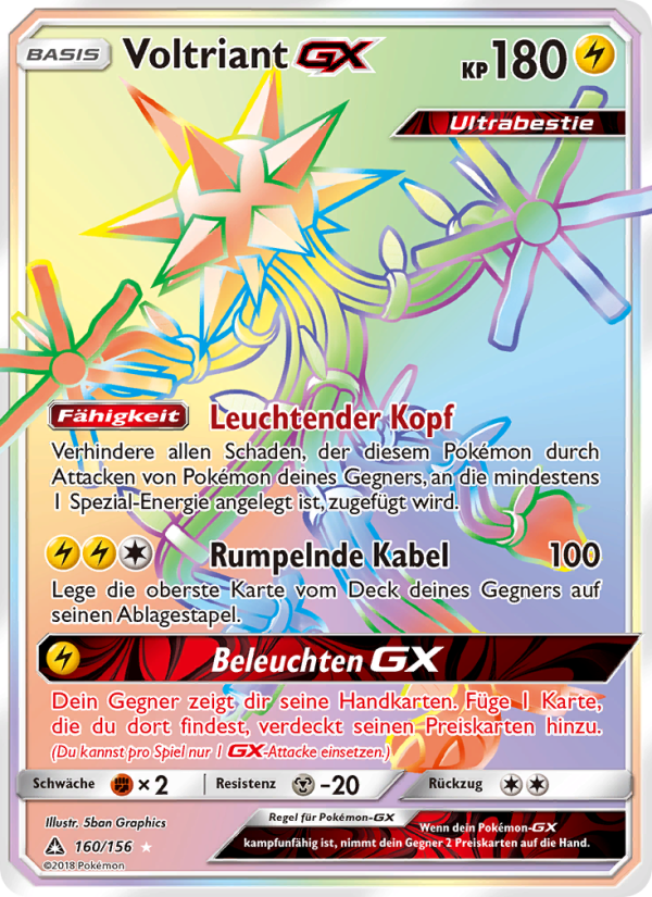 Voltriant GX 160 — Ultra-Prisma (German Pokémon TCG card)