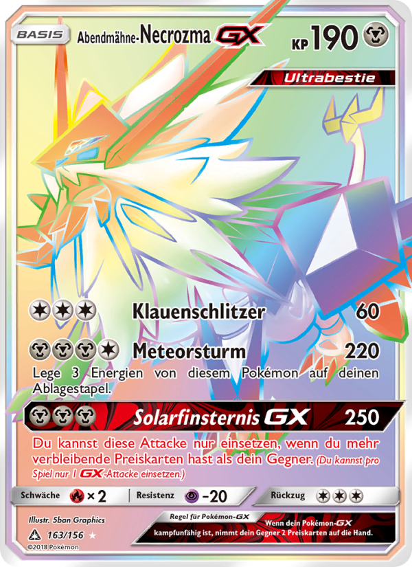 Abendmähne-Necrozma GX 163 — Ultra-Prisma (German Pokémon TCG card)