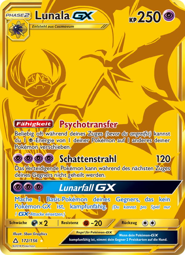Lunala GX 172 — Ultra-Prisma (German Pokémon TCG card)