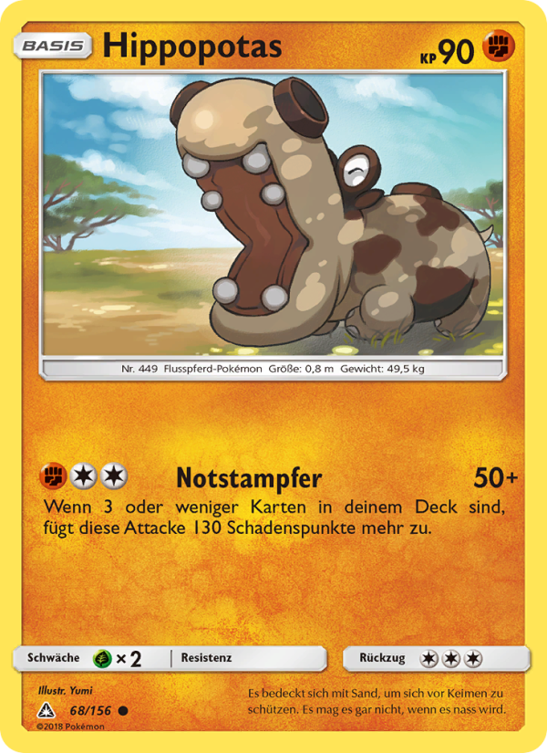 Hippopotas 68 — Ultra-Prisma (German Pokémon TCG card)