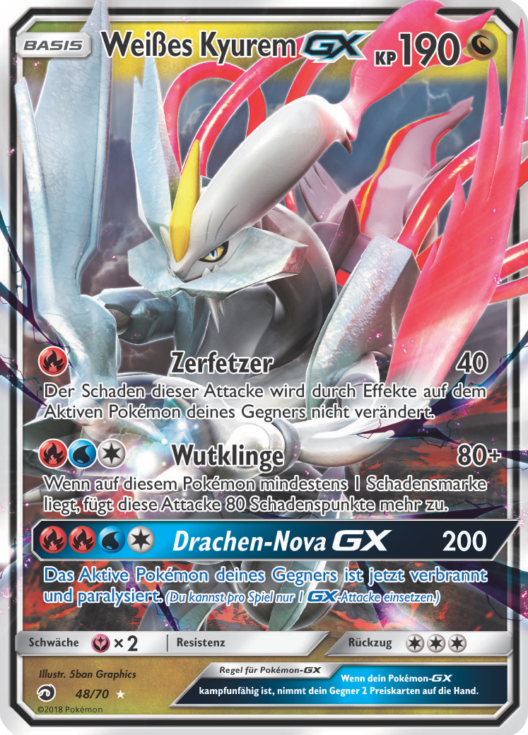 Weißes Kyurem GX 48 — Majestät Der Drachen (German Pokémon TCG card)