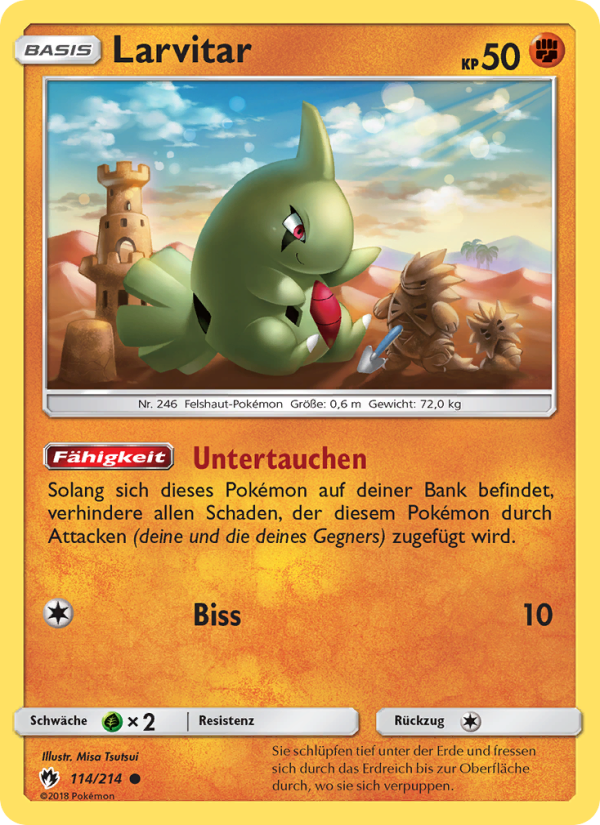 Larvitar 114 — Echo des Donners (German Pokémon TCG card)