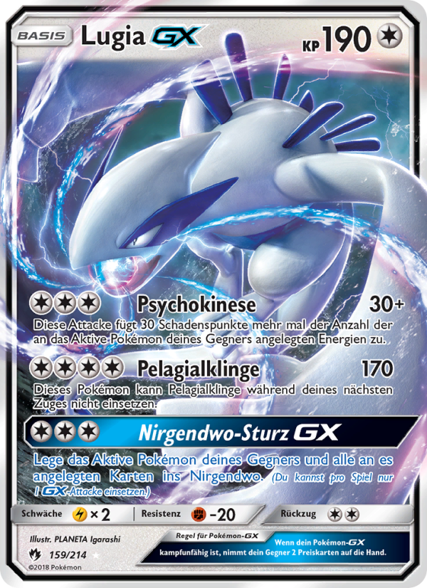 Lugia GX 159 — Echo des Donners (German Pokémon TCG card)