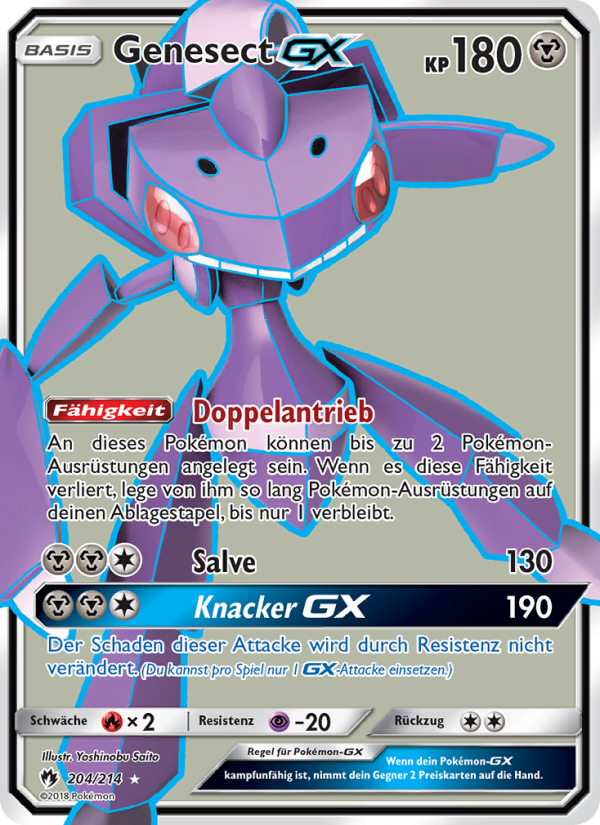 Genesect GX 204 — Echo des Donners (German Pokémon TCG card)