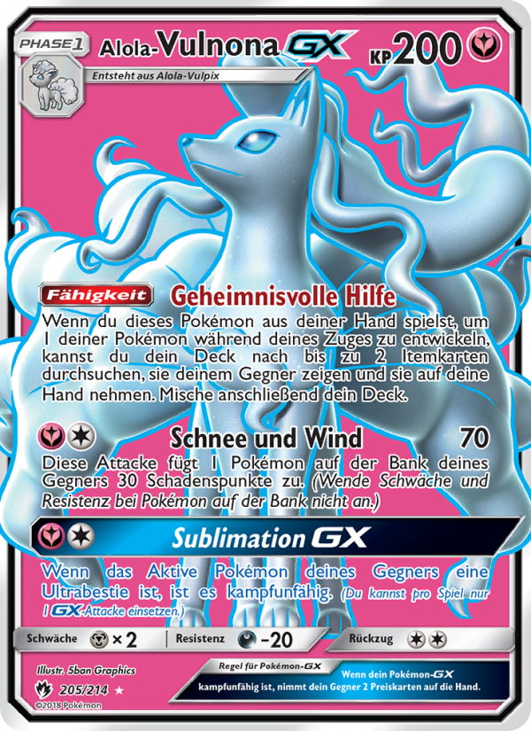 Alola Vulnona GX 205 — Echo des Donners (German Pokémon TCG card)