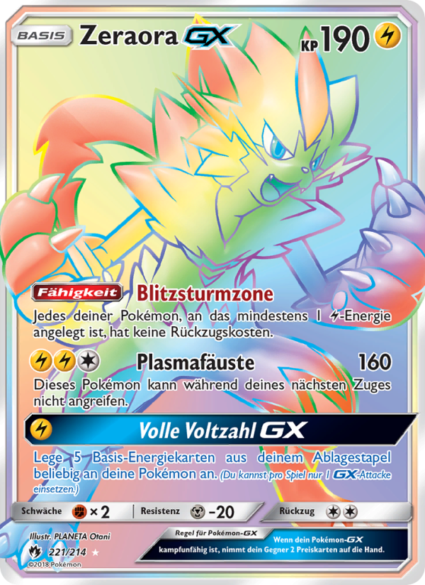 Zeraora GX 221 — Echo des Donners (German Pokémon TCG card)