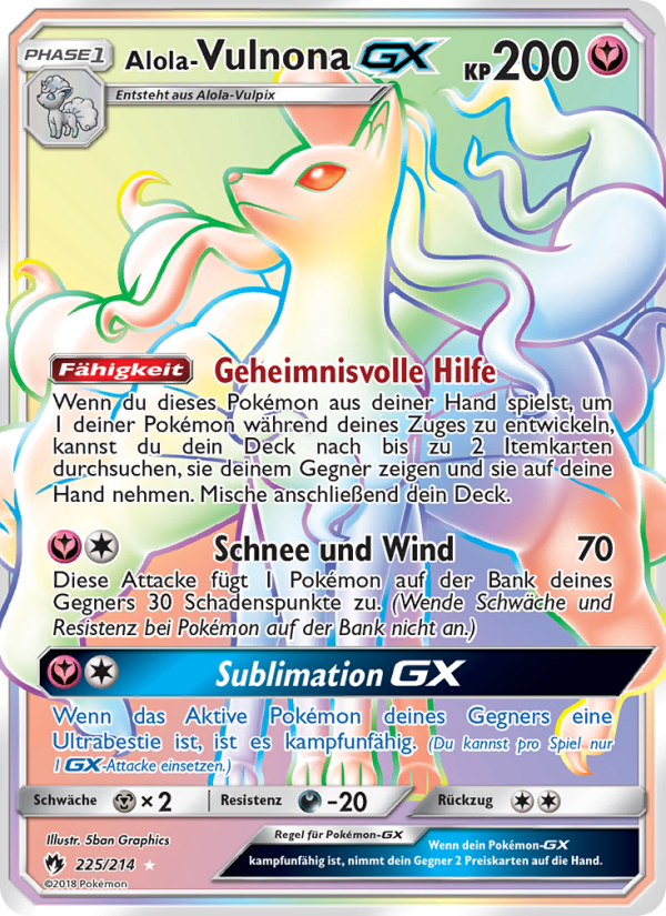 Alola Vulnona GX 225 — Echo des Donners (German Pokémon TCG card)