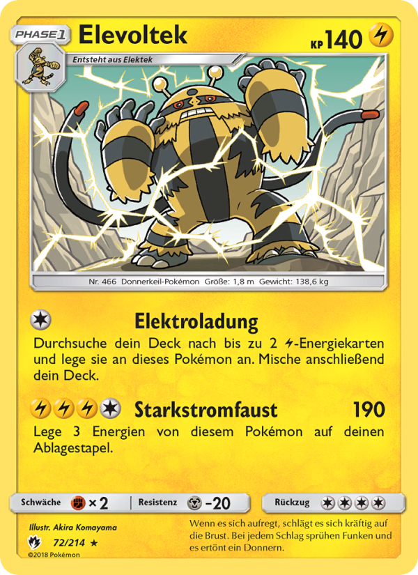 Elevoltek 72 — Echo des Donners (German Pokémon TCG card)