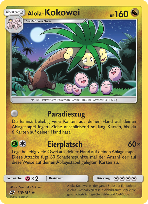 Alola-Kokowei 115 — Team Up (German Pokémon TCG card)
