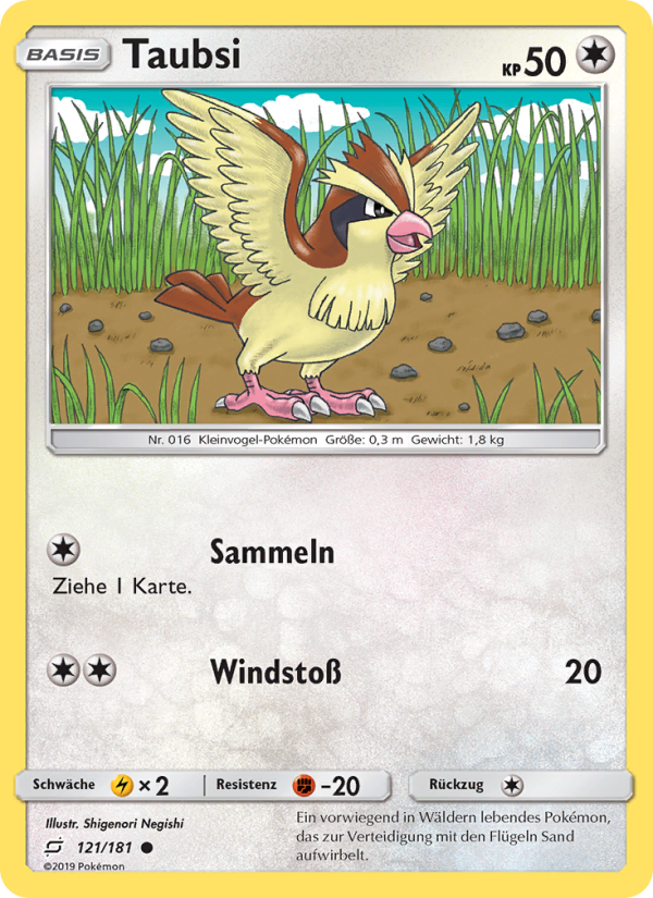 Taubsi 121 — Team Up (German Pokémon TCG card)